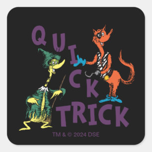 Pegatina Cuadrada Dr. Seuss Truco rápido gráfico de Halloween