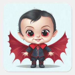 Pegatina Cuadrada Drácula Bebé Adorable
