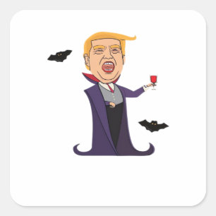 Pegatina Cuadrada Drácula de Halloween es divertida
