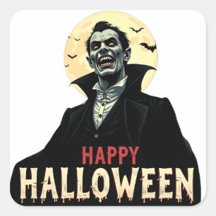 Pegatina Cuadrada Drácula te desea una noche aterradora