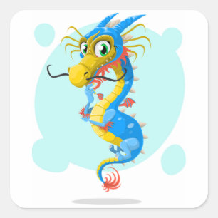 Pegatina Cuadrada Dragón