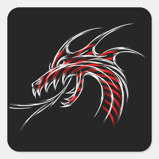 Pegatina Cuadrada Dragón (Anverso)