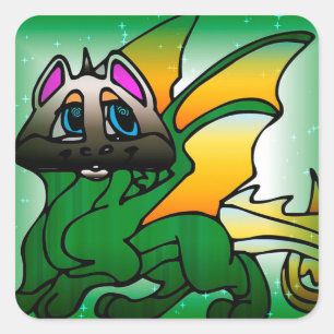 Pegatina Cuadrada Dragón