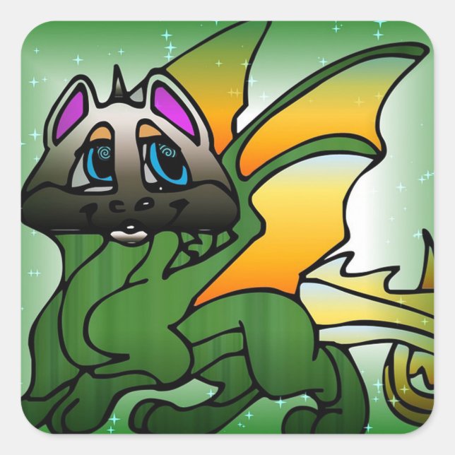 Pegatina Cuadrada Dragón (Anverso)