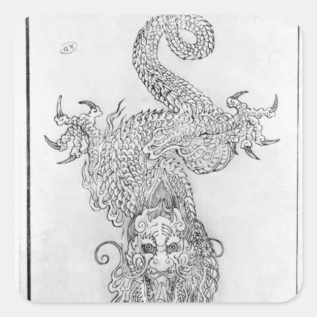Pegatina Cuadrada Dragón (Anverso)