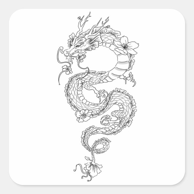 Pegatina Cuadrada Dragon (Anverso)