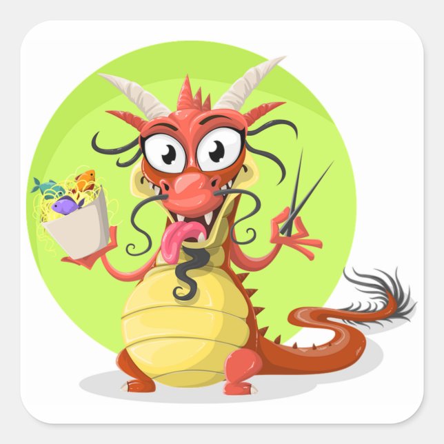Pegatina Cuadrada Dragón (Anverso)