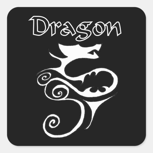 Pegatina Cuadrada Dragón 02 (Anverso)