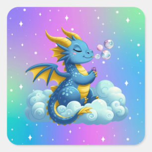 Pegatina Cuadrada Dragón Cuto/Whimsical