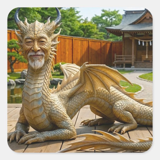 Pegatina Cuadrada Dragón de Balance (Anverso)