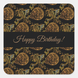 Pegatina Cuadrada Dragón de oro