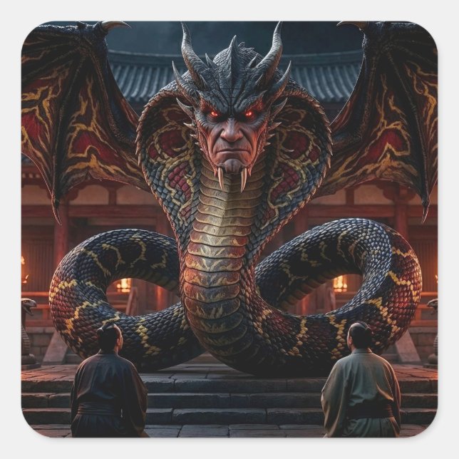 Pegatina Cuadrada Dragón de Poder (Anverso)