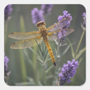 Pegatina Cuadrada Dragón dorado