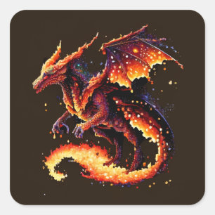 Pegatina Cuadrada Dragon Fire Elemental