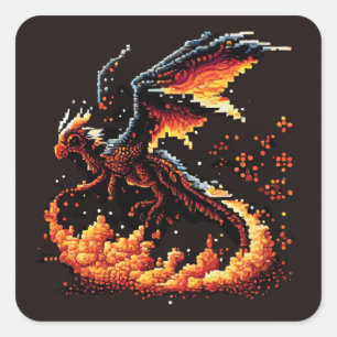 Pegatina Cuadrada Dragon Fire Elemental