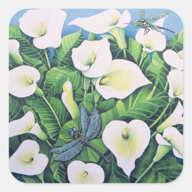 Pegatina Cuadrada Dragon Flies (Anverso)