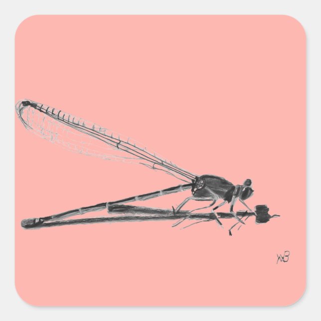 Pegatina Cuadrada Dragon Fly (Anverso)