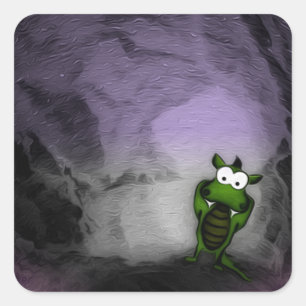 Pegatina Cuadrada Dragón inclinado