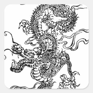 Pegatina Cuadrada Dragón japonés - Al estilo chino