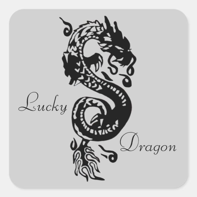 Pegatina Cuadrada Dragon Lucky (Anverso)