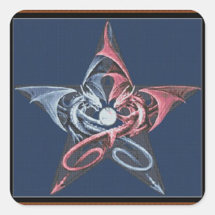 Pegatina Cuadrada Dragon Pentacle