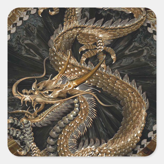 Pegatina Cuadrada Dragon Pentagram (Anverso)