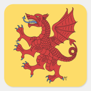 Pegatina Cuadrada Dragon Rampant Gules
