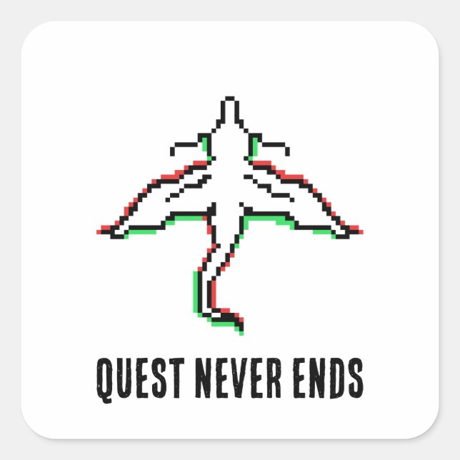 Pegatina Cuadrada Dragón Retro Glitch (Anverso)