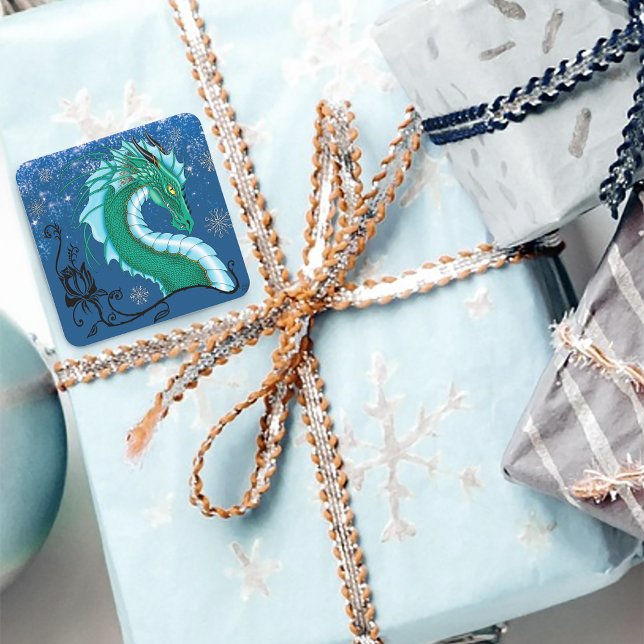 Pegatina Cuadrada Dragón Rosa de invierno (Subido por el creador)