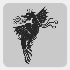 Pegatina Cuadrada Dragon Silhouette Spirit Animal Totem Emblem