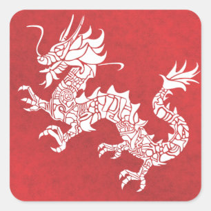 Pegatina Cuadrada Dragon Spirit Animal Totem Emblem