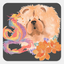 Pegatina Cuadrada DRAGON-TALEZ CHOW año del dragón