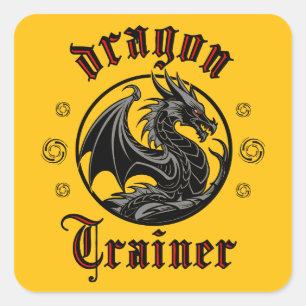 Pegatina Cuadrada Dragon Trainer Fantasy Lizard Creatura Mítica