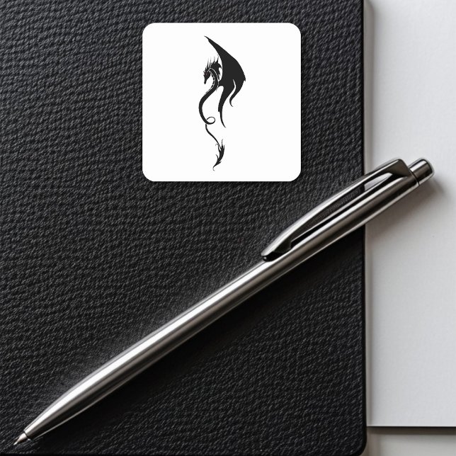 Pegatina Cuadrada Dragón tribal blanco negro (Subido por el creador)