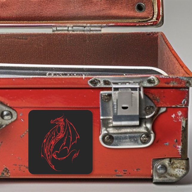 Pegatina Cuadrada Dragón tribal rojo negro (Subido por el creador)