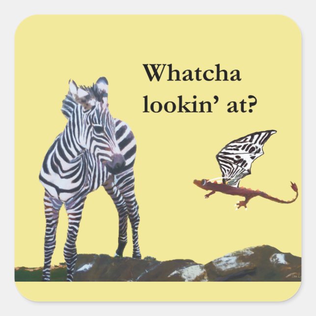 Pegatina Cuadrada Dragón y cebra (Anverso)