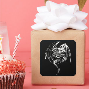 Pegatina Cuadrada Dragones Wyvern Son Criaturas Fantásticas Mitológi