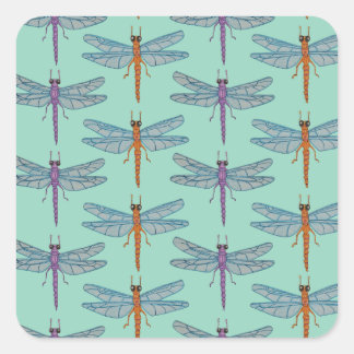 Pegatina Cuadrada Dragonfly pattern
