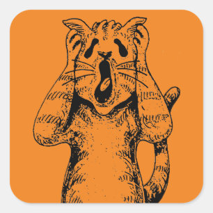 Pegatina Cuadrada DRAMA DE HORROR DE gótico, ALGUIEN MOVÍA LITTERBOX