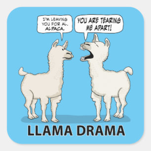 Pegatina Cuadrada Drama divertido de la llama