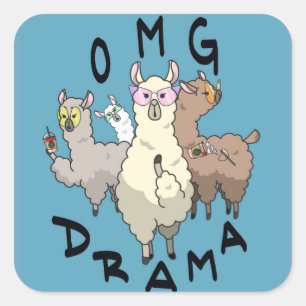 Pegatina Cuadrada Drama Lama