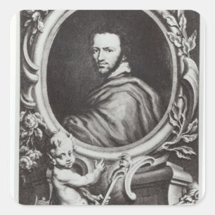 Pegatina Cuadrada Dramaturgo del inglés de Ben Jonson