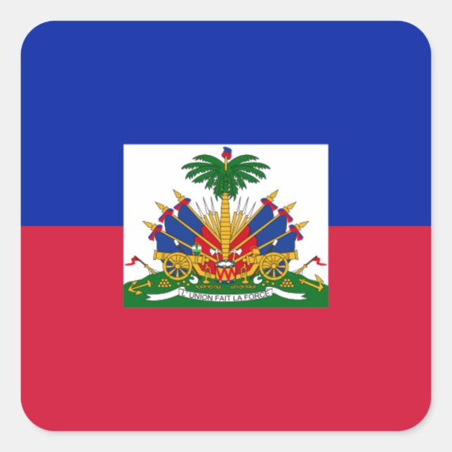 Pegatina Cuadrada Drapeau d'Haïti - Bandera de Haití (Anverso)