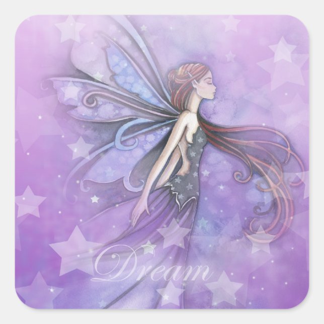 Pegatina Cuadrada Dream Fairy en las estrellas (Anverso)