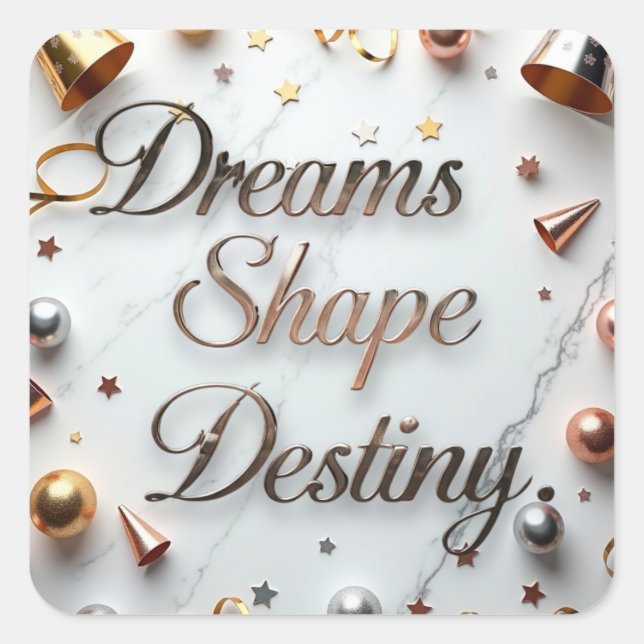 Pegatina Cuadrada Dreams Shape Destiny (Anverso)