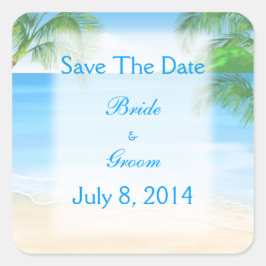 Pegatina Cuadrada Dreamy Beach Wedding Salva La Fecha