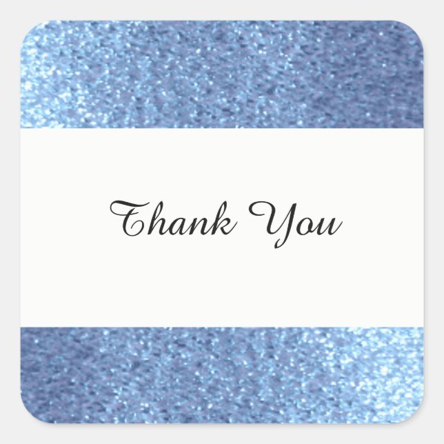 Pegatina Cuadrada Dreamy Blue Faux Purpurina Gracias (Anverso)