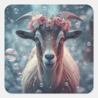 Pegatina Cuadrada Dreamy Goat Art