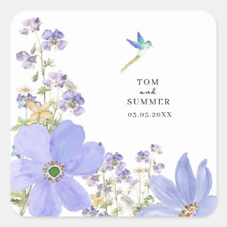 Pegatina Cuadrada Dreamy Lilac Boda