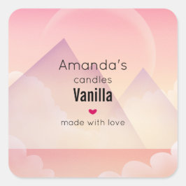 Pegatina Cuadrada Dreamy Pastel Mountain Landscape Candle Business